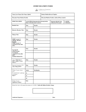 Immunization Form