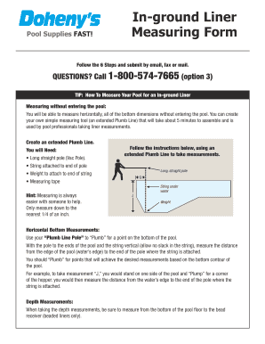 In-ground Pool Liner Measurement Form