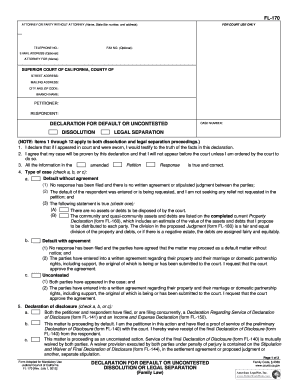 California Declaration for Default or Uncontested Divorce