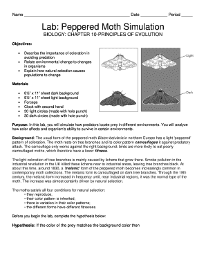 Peppered Moth Simulation Lab