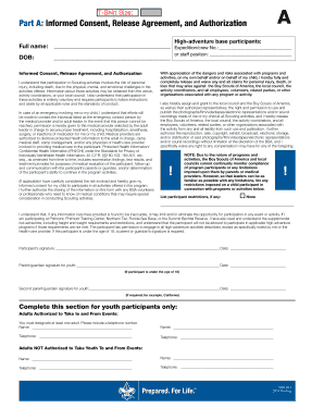 Boy Scouts of America Informed Consent and Release Agreement