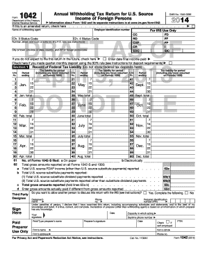 IRS Form 1042 Annual Withholding Tax Return