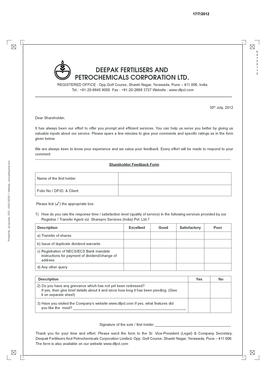 Shareholder Feedback Form