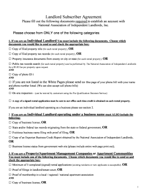 Landlord Subscriber Agreement
