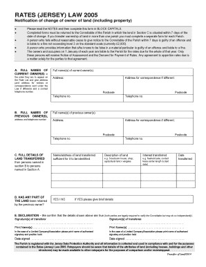 Notification of Change of Land Ownership
