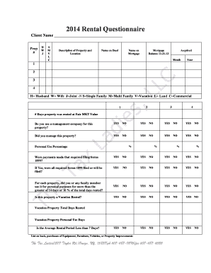 2014 Rental Questionnaire