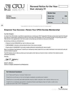 CPCU Society Membership Renewal Notice