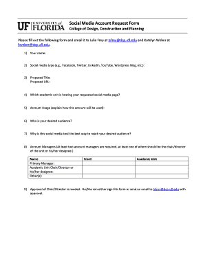 DCP Social Media Account Request Form - my dcp ufl