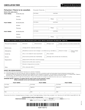 Sovereign Policy Cancellation Form