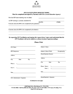 IEP Facilitation Request Form
