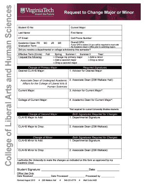 Request to Change Major or Minor