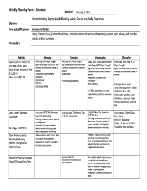 Weekly planning template - 2-3 plans