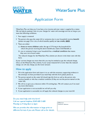 WaterSure Plus Application Form