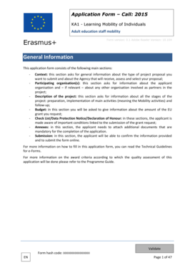 Erasmus+ Adult Education Staff Mobility Application Form