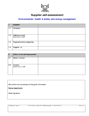Supplier Self-Assessment Form
