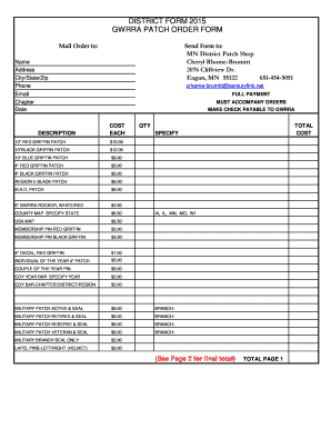 GWRRA Patch Order Form