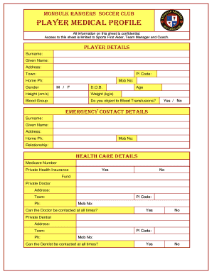 Player Medical Profile