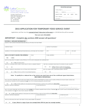 Illinois Temporary Food Service Event Application