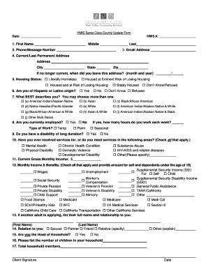 HMIS Santa Clara County Update Form