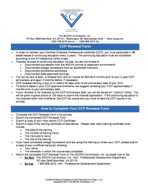 Certified Childcare Professional Renewal Form