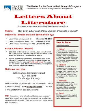 Letters About Literature Contest Entry Form
