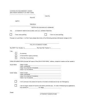 Notice of Change of Address
