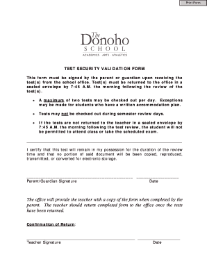 Test Security Validation Form