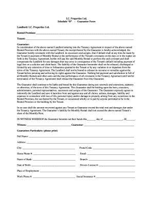 I.C. Properties Ltd. Schedule B - Guarantor Form Landlord: I.C. ...