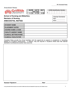 Anecdotal Notes Form