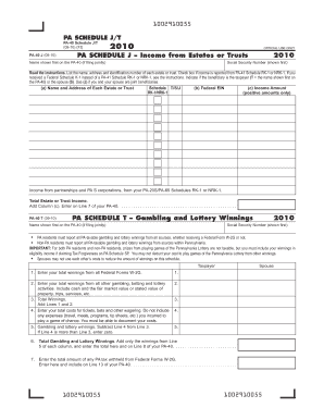 PA-40 Schedule J/T - Income from Estates or Trusts and Gambling Winnings