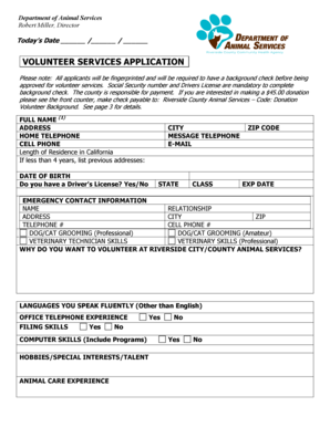 Riverside County Volunteer Services Application