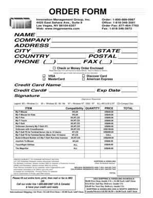 Order Form for Software Products