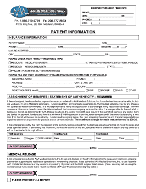 Medical Equipment Courier Form