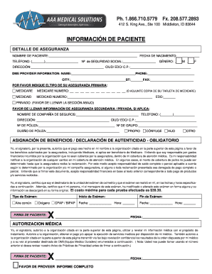 Formulario de Información de Paciente y Seguro