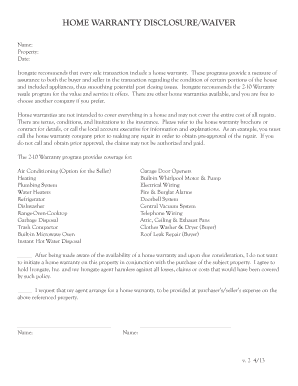 Home Warranty Disclosure Waiver