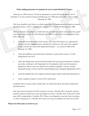 Section 21 Notice for Assured Shorthold Tenancy