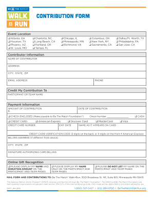 Be The Match Foundation Contribution Form