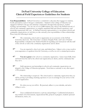 DePaul University Clinical Field Experiences Guidelines