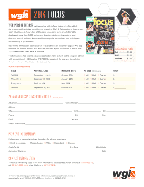 WGI Focus Magazine Advertising Order Form
