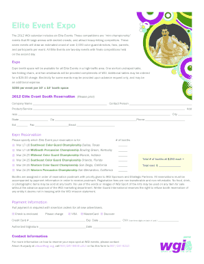 2012 Elite Event Booth Reservation Form