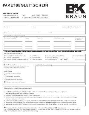 PAKETBEGLEITSCHEIN