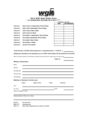 2014 WGI Staff Order Form