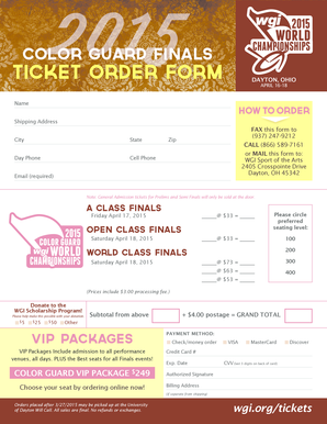 WGI Sport of the Arts Ticket Order Form