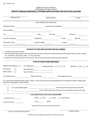 Kentucky Onsite Sewage Disposal System Application