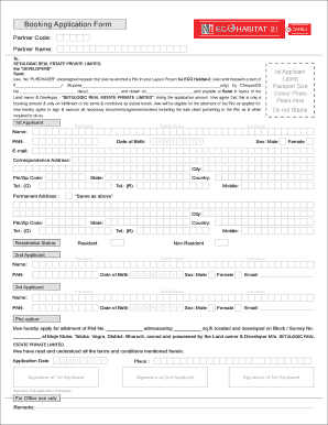 Plot Booking Application Form