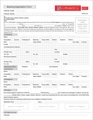 Plot Booking Application Form