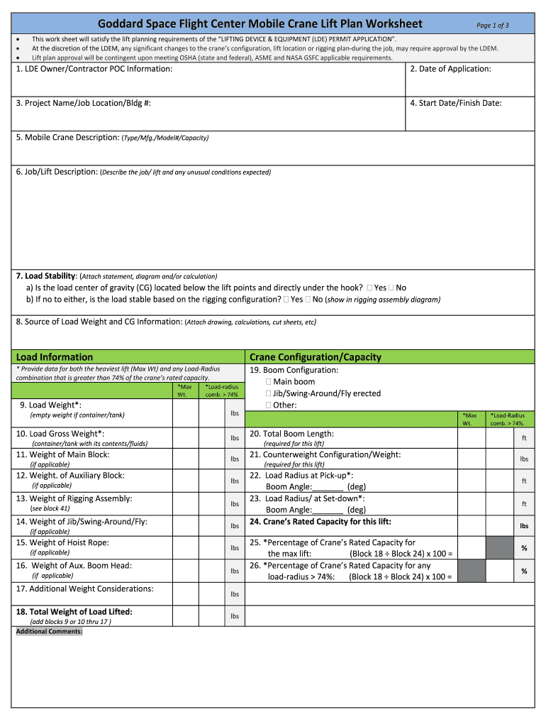 Lifting Plan Template Excel Fill Online, Printable, Fillable, Blank