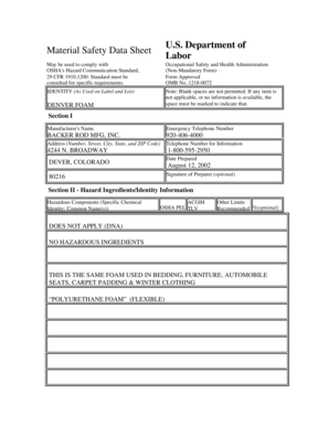 Material Safety Data Sheet