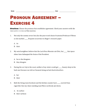 Pronoun Agreement Exercise