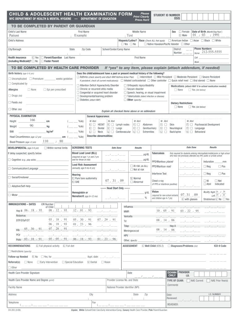 ch205 form Preview on Page 1